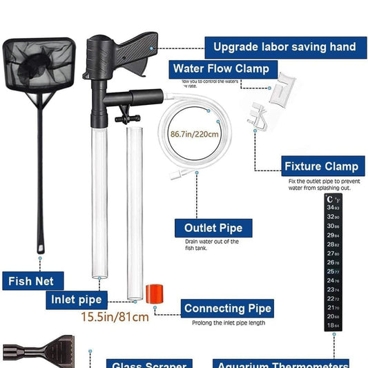Aquarium Bottom Cleaner Set for Fish Tank, Effective Sand Cleaner, Compatible with Aquariums