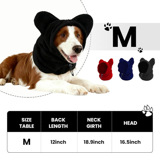 Fleece neck warmer for dogs, (black, M)