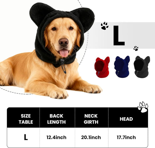 Fleece neck warmer for dogs, (black, L)