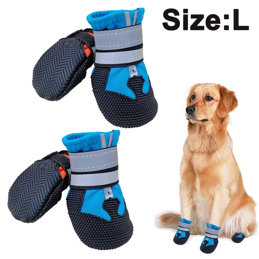 Dog Boots for Medium to Large Dogs with Rugged Sole - Large - Blue
