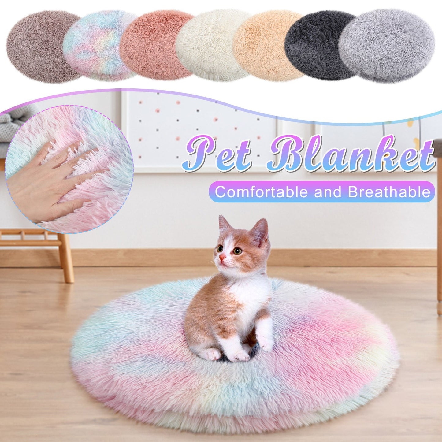 16 inch Plush Dog Bed with Anti-Slip Waterproof Bottom - Purple