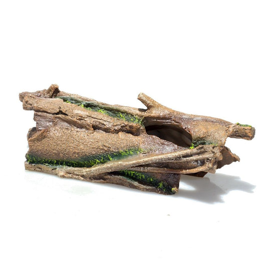 Lizard Snake or Reptile Hide, Large Hollow Log Snake Hideout for Ball Bearded Dragon and Gecko Eco-Friendly Resin Tank Accessory with Basking Platform