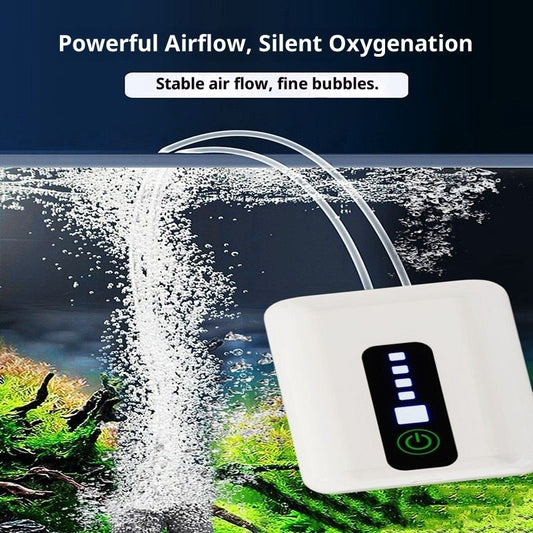 Lithium Battery Powered Portable Aquarium Air Pump for Fish Tank, USB Rechargeable Aquarium Bubbler Aerator for Outdoor Fishing, Power Outages and Emergency