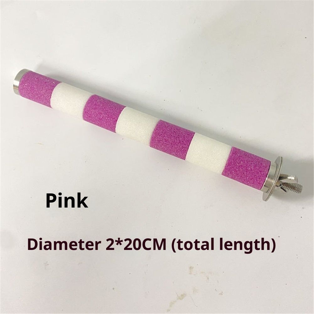 Frosted Bird Rod Toy for Parrots and Parakeets Sturdy Chewing Stand Screw Mount Bird Perch for Cage Accessories Suitable for Budgerigars and Cockatiels(2*20cm white+pink)