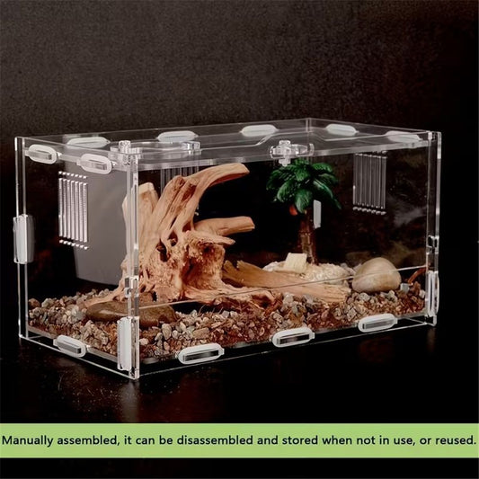 Acrylic Jumping Spider Enclosure Reptile Terrarium with Front Opening Door Reptile Tank for Tarantula Small Reptile
