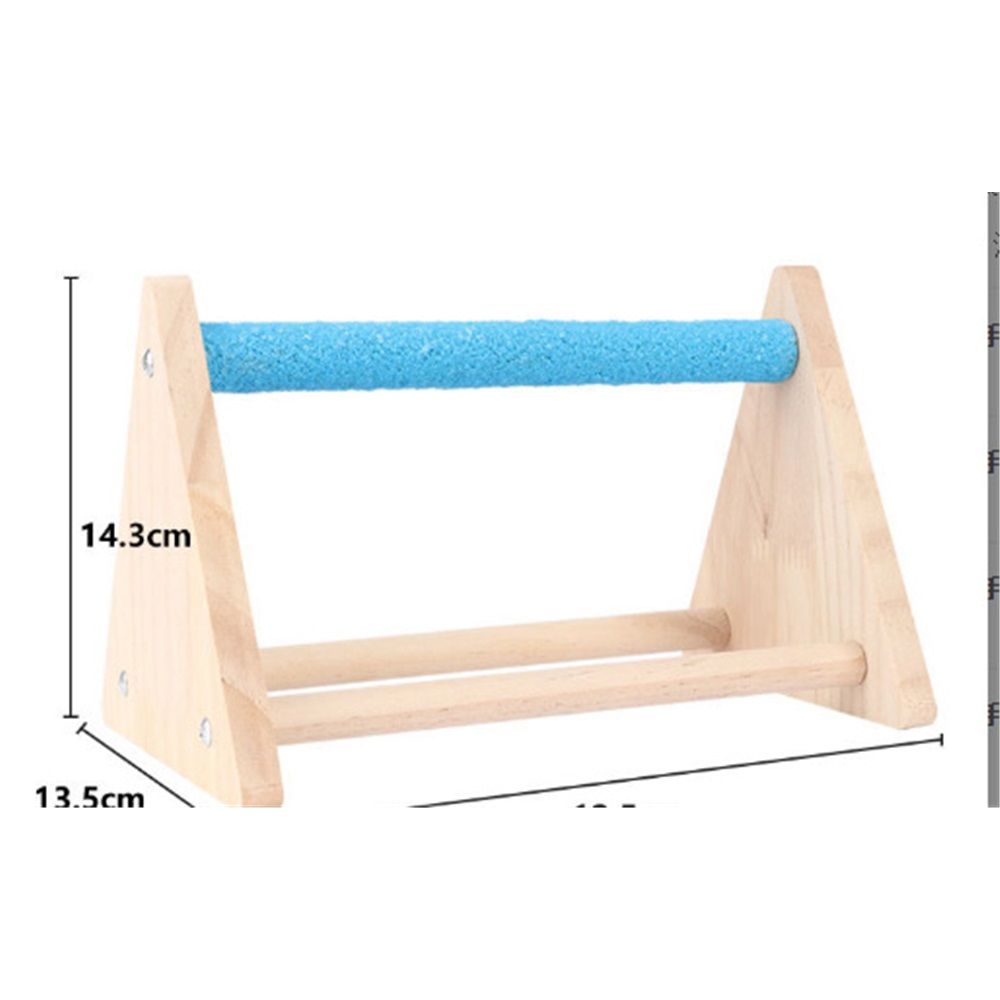 Parrot Bird Wooden Bass Rack Game Toy Gym Bird Grinding Bass Small Phoenix Head Parrot Cone Long Tail Parrot Table Platform(Blue)
