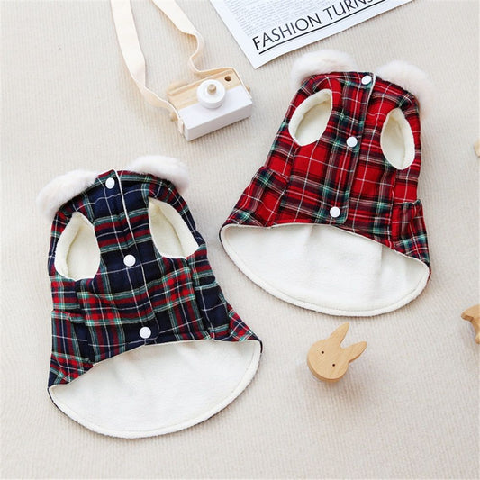 2 pack Plaid Dog Dresses Cute Bowtie Clothes Cotton Soft Outfit Dog Costume for Small Dogs Cat Apparel (S)