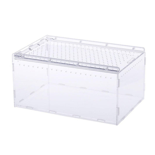 Clear Pet Box Slide Lid Reptile Breeding Habitat Panoramic View Terrarium