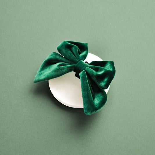 Cocopup London – LUXE Sailor Bow Tie – Forest Green Velvet