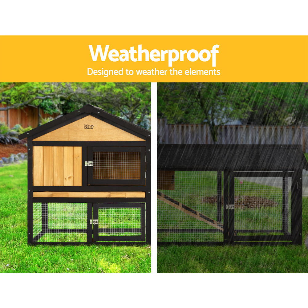 i.Pet Chicken Coop Rabbit Hutch 165cm x 43cm x 86cm Chicken Coop Large Run House Cage Wooden Outdoor