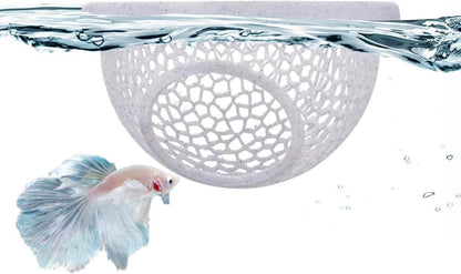 Floating Betta Hide & Shrimp Cave – 3D Printed Aquarium Hammock, Feeder & Rest Spot – Floating Betta Log & Cave Decor for Nano Tanks, Corydoras, Shrimp & Small Fish – Safe PLA, Patent Pending - Black - Size S