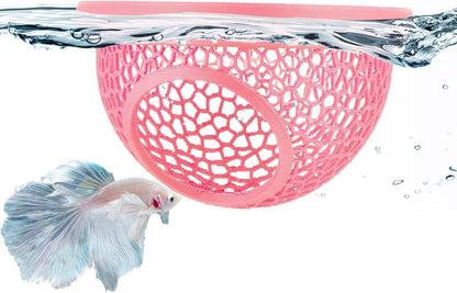 Floating Betta Hide & Shrimp Cave – 3D Printed Aquarium Hammock, Feeder & Rest Spot – Floating Betta Log & Cave Decor for Nano Tanks, Corydoras, Shrimp & Small Fish – Safe PLA, Patent Pending - Blue - Size S