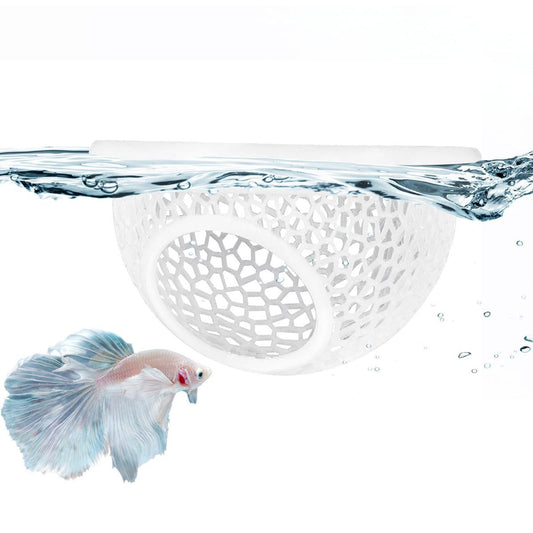 Floating Betta Hide & Shrimp Cave – 3D Printed Aquarium Hammock, Feeder & Rest Spot – Floating Betta Log & Cave Decor for Nano Tanks, Corydoras, Shrimp & Small Fish – Safe PLA, Patent Pending - Pink - Size S