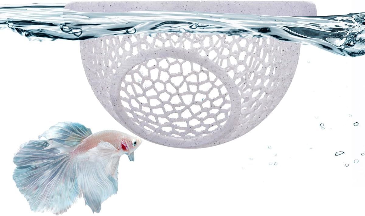 Floating Betta Hide & Shrimp Cave – 3D Printed Aquarium Hammock, Feeder & Rest Spot – Floating Betta Log & Cave Decor for Nano Tanks, Corydoras, Shrimp & Small Fish – Safe PLA, Patent Pending - Pink - Size S