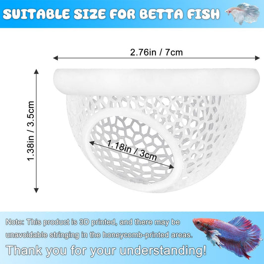 Floating Betta Hide & Shrimp Cave – 3D Printed Aquarium Hammock, Feeder & Rest Spot – Floating Betta Log & Cave Decor for Nano Tanks, Corydoras, Shrimp & Small Fish – Safe PLA, Patent Pending - White - Size S