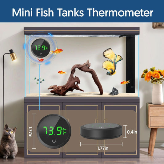 Fish Tank Thermometer Aquarium Thermometer Wireless Touch Stick Digital Aquarium Thermometer LED Display ±1°F for Monitoring The Fish Tank Aquarium Temperature Accessories - White - Size 1.77in