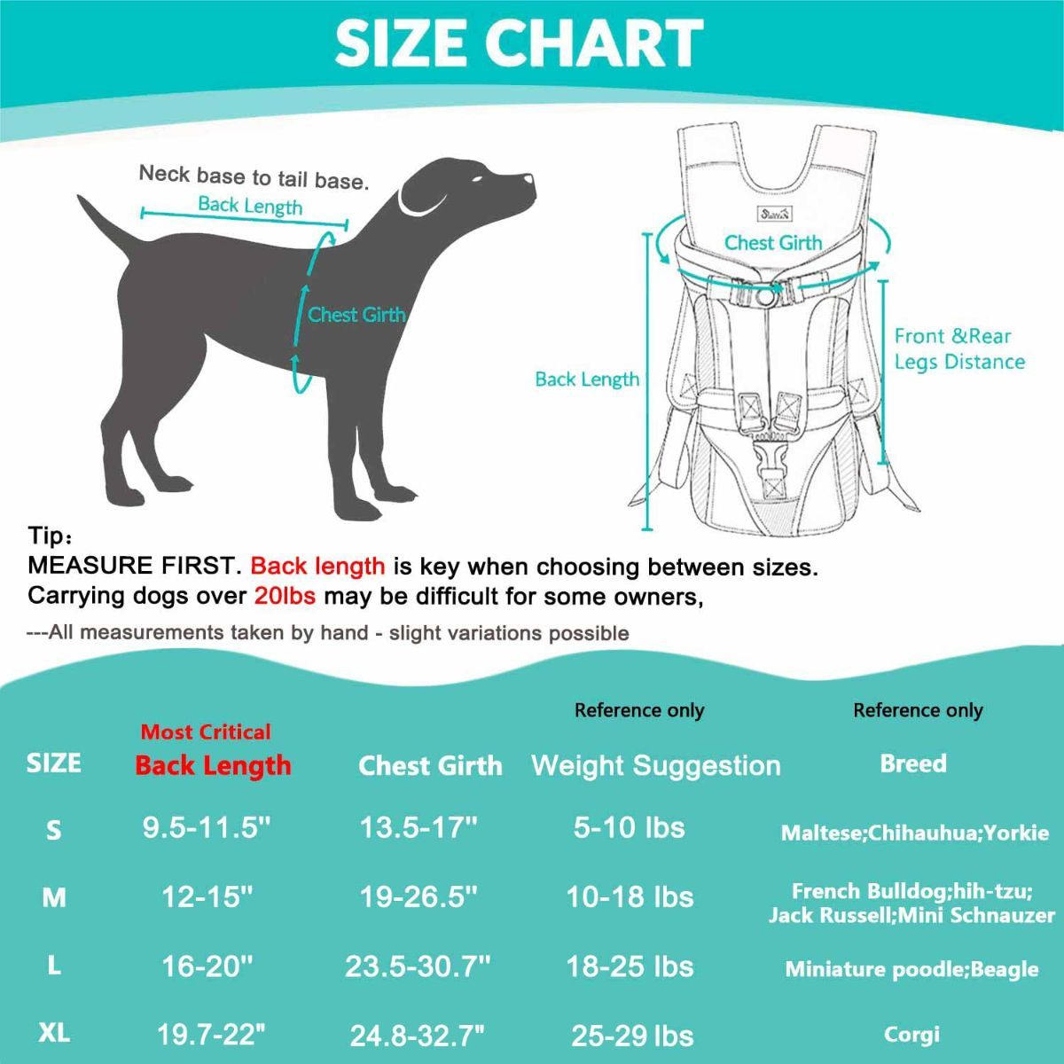 Dog Harness - Black - Size S