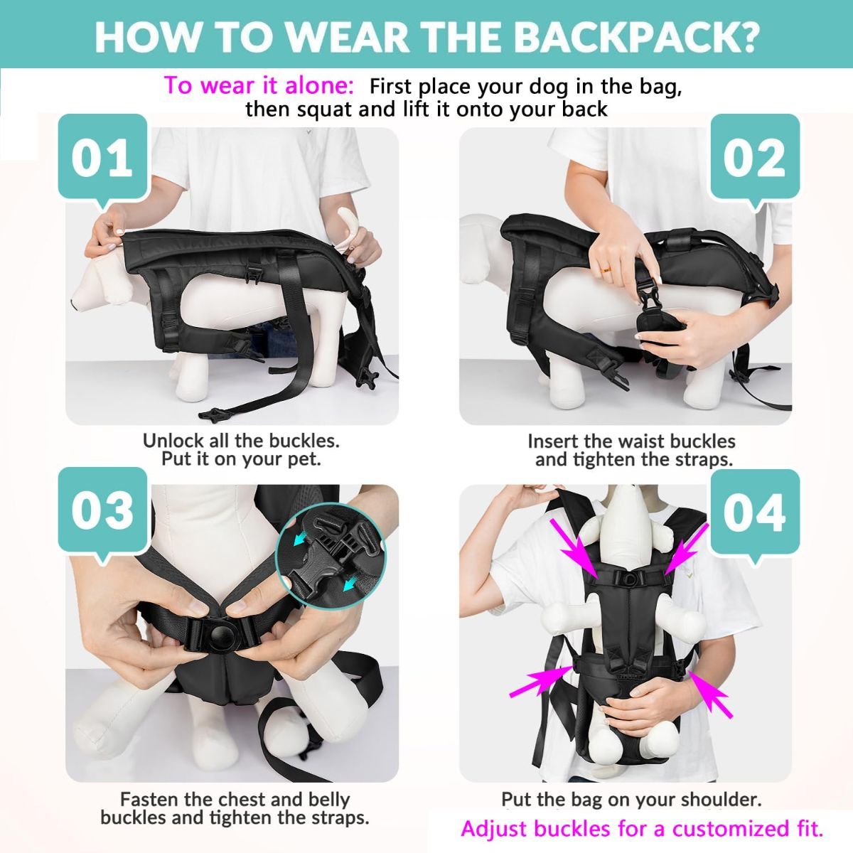 Dog Harness - Black - Size XL