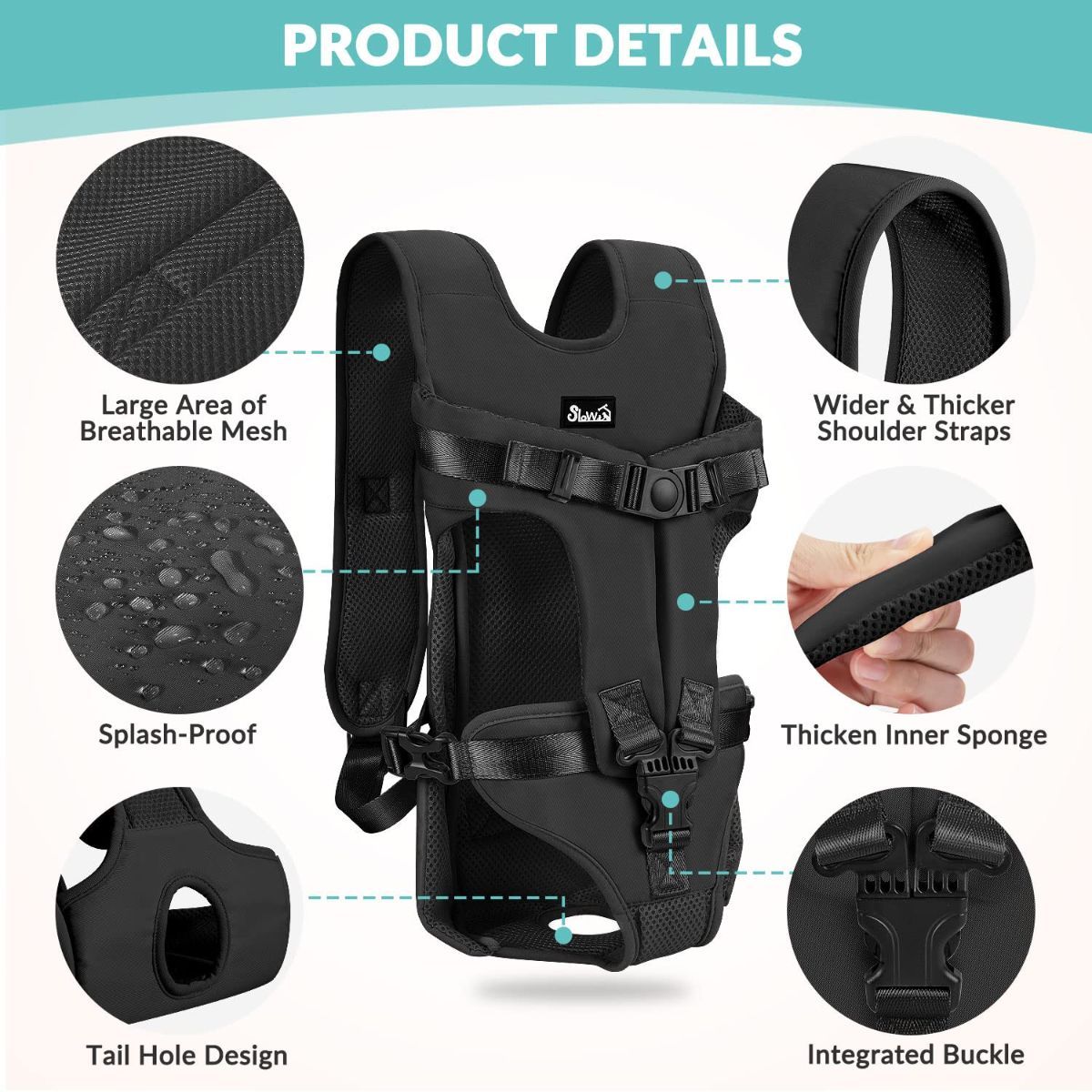 Dog Harness - Black - Size XL