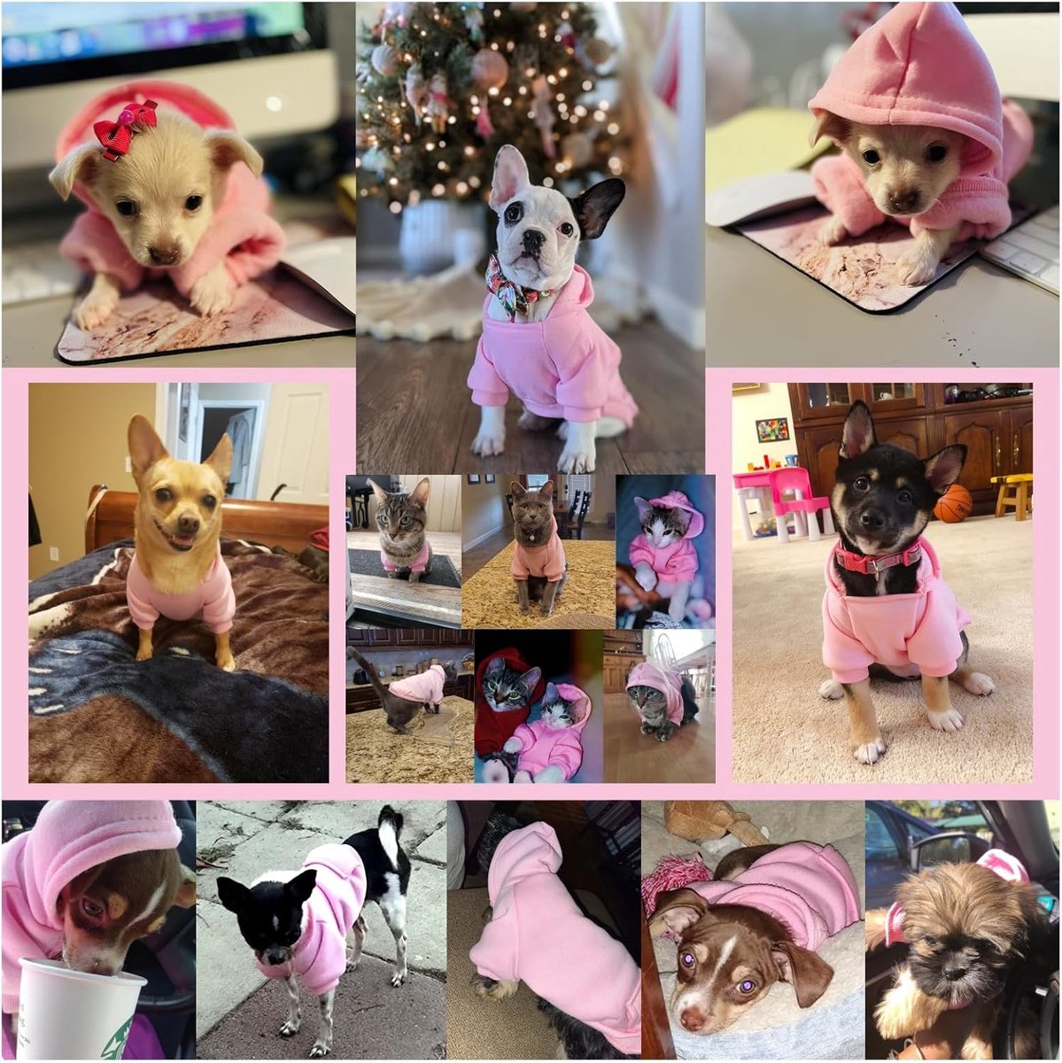 Warm Dog Hoodie - With Pockets - Pink - Size M