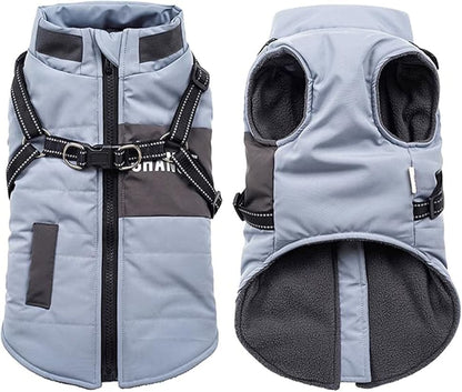 Warm Soft Winter Dog Vest with Stand Collar, Wind and Waterproof, Blue, for Small Medium Large Dogs, XXL