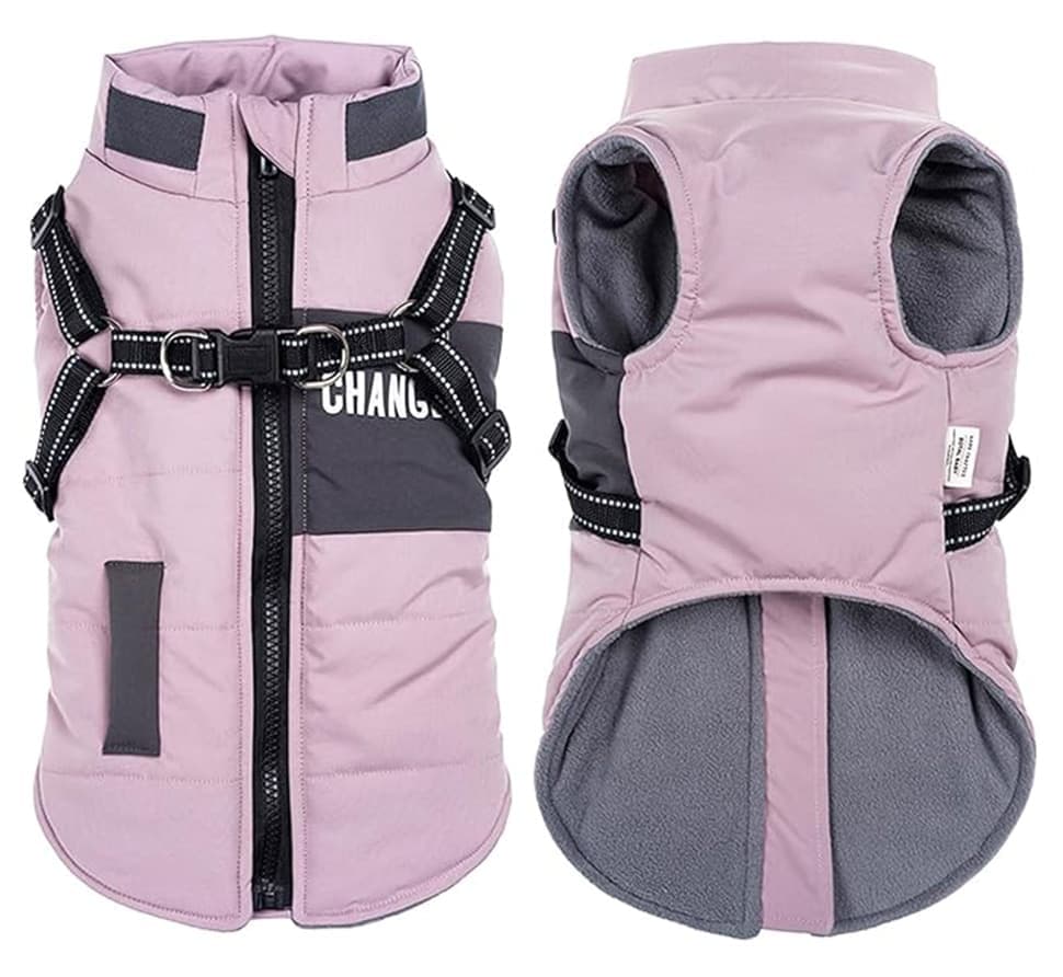 Warm Soft Winter Dog Vest, Soft Stand Collar Windproof Waterproof - Pink, XL