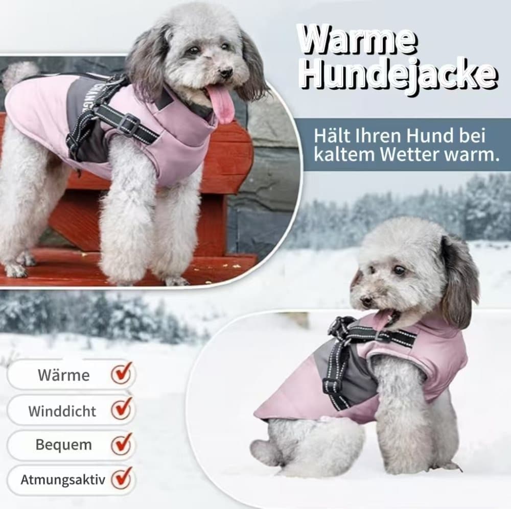 Warm Soft Winter Jacket, Wind and Waterproof, with Stand Collar - S, Pink