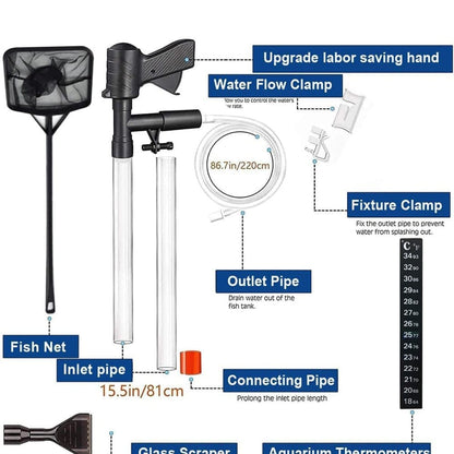 Aquarium Bottom Cleaner Set for Fish Tank, Effective Sand Cleaner, Compatible with Aquariums