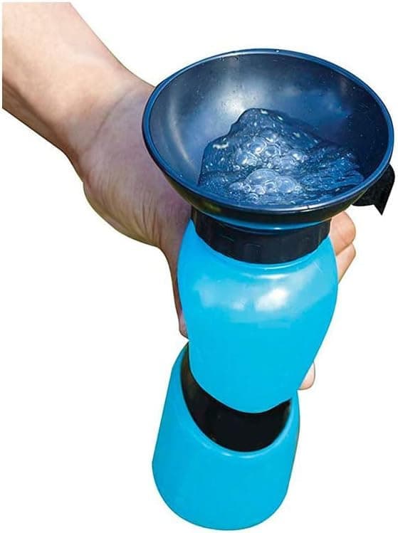 Portable Dog Water Bottle with Bowl 500ml, Blue, Compatible with Dogs