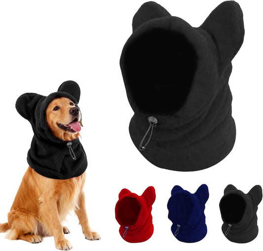 Fleece neck warmer for dogs, (black, M)