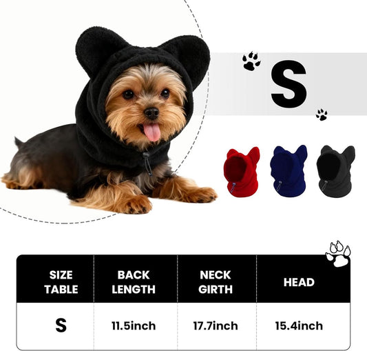 Fleece neck warmer for dogs, (black, S)
