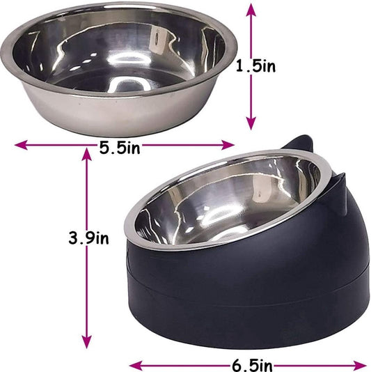 Stainless Steel, Removable 2-in-1 Pet Bowl - 15° Tiltable - 2 x 200 ml