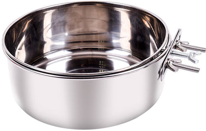 Pet Food Bowl - Stainless Steel Food Bowl - Hanging Food Bowl - with Clip Holder - Suitable for dogs, birds, parrots, cats and rabbits.
