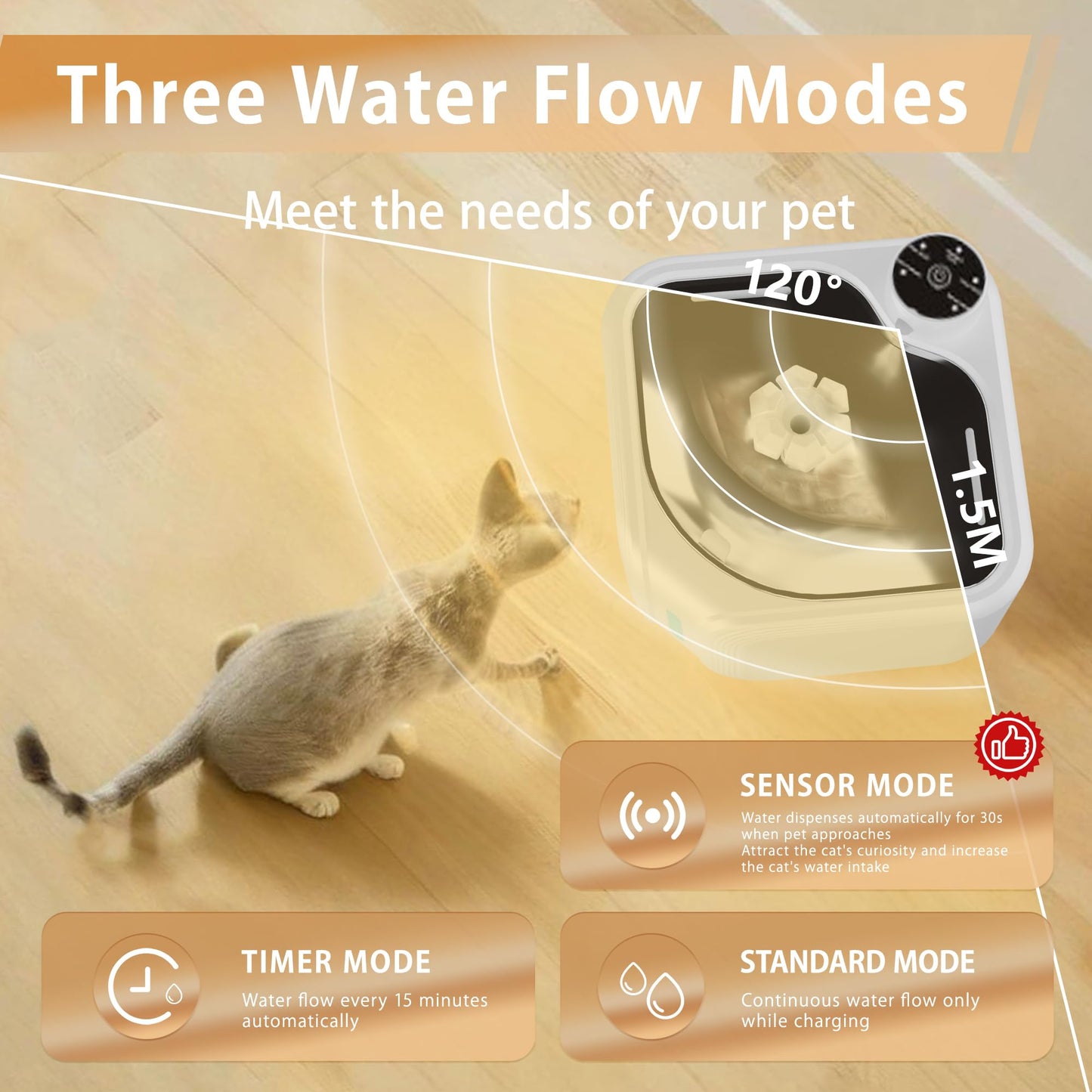 Cat Drinking Fountain - Water Fountain - Dog Drinking Bowl - Automatic Drinking Bowl - Cat Fountain - Dog Fountain - Water Dispenser - Whisper-Quiet - Includes 8 Filters - LED Lighting - Water Bowl - Pet Accessories - 2.8 Liters - White - 1 Piece