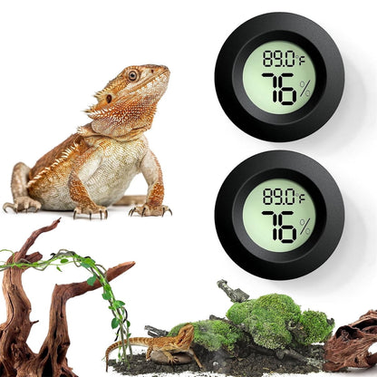 Tutuviw Reptile Thermometer Hygrometer LCD Digital Humidity Gauge for Reptile Heat Pad to Monitor Temperature and Humidity in Reptile Terrarium for Turtle Snake Lizard Frog Plant Box, 2Pcs 1.7
