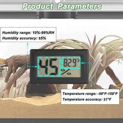 Tutuviw Reptile Thermometer Hygrometer LCD Digital Humidity Gauge for Reptile Heat Pad to Monitor Temperature and Humidity in Reptile Terrarium for Turtle Snake Lizard Frog Plant Box, 2Pcs 2"