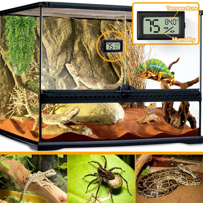 Tutuviw Reptile Thermometer Hygrometer LCD Digital Humidity Gauge for Reptile Heat Pad to Monitor Temperature and Humidity in Reptile Terrarium for Turtle Snake Lizard Frog Plant Box, 2Pcs 2"