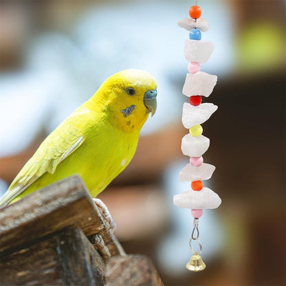 Tutuviw 2Pcs Bird Cuttlebone Chew Toy,Natural Calcium Cuddle Bone Sharp Beaks Cage Toy,Large Parrot Chewing Calcium Cuttlebone with Bells,Calcium Stone Chew Toy Grinding Teeth for Parrot Hamster