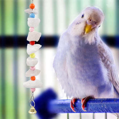 Tutuviw 2Pcs Bird Cuttlebone Chew Toy,Natural Calcium Cuddle Bone Sharp Beaks Cage Toy,Large Parrot Chewing Calcium Cuttlebone with Bells,Calcium Stone Chew Toy Grinding Teeth for Parrot Hamster