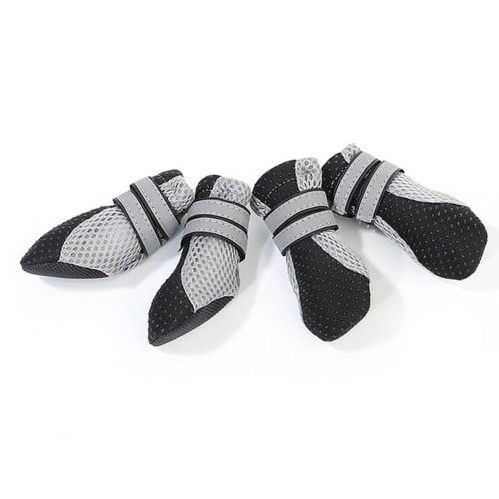 SPRING PARK Small Dog Shoes, Slip Resistant 4pcs Dog Puppy Boots Booties Pet Sneakers with Reflective Fastener Tape for Small Medium Dogs, Protect Paws Easy to Wear Daily Use S Black