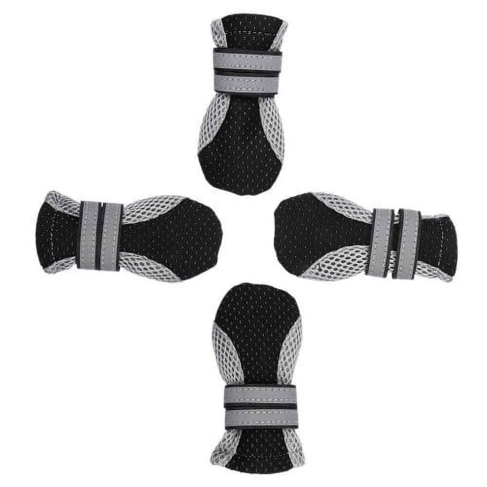 SPRING PARK Small Dog Shoes, Slip Resistant 4pcs Dog Puppy Boots Booties Pet Sneakers with Reflective Fastener Tape for Small Medium Dogs, Protect Paws Easy to Wear Daily Use S Black