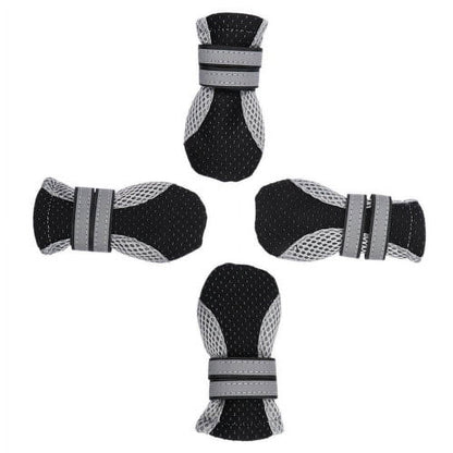 SPRING PARK Small Dog Shoes, Slip Resistant 4pcs Dog Puppy Boots Booties Pet Sneakers with Reflective Fastener Tape for Small Medium Dogs, Protect Paws Easy to Wear Daily Use S Black