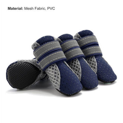 SPRING PARK Small Dog Shoes, Slip Resistant 4pcs Dog Puppy Boots Booties Pet Sneakers with Reflective Fastener Tape for Small Medium Dogs, Protect Paws Easy to Wear Daily Use M Blue
