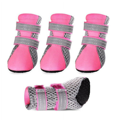 SPRING PARK Small Dog Shoes, Slip Resistant 4pcs Dog Puppy Boots Booties Pet Sneakers with Reflective Fastener Tape for Small Medium Dogs, Protect Paws Easy to Wear Daily Use S Pink