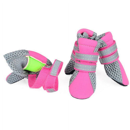 SPRING PARK Small Dog Shoes, Slip Resistant 4pcs Dog Puppy Boots Booties Pet Sneakers with Reflective Fastener Tape for Small Medium Dogs, Protect Paws Easy to Wear Daily Use S Pink