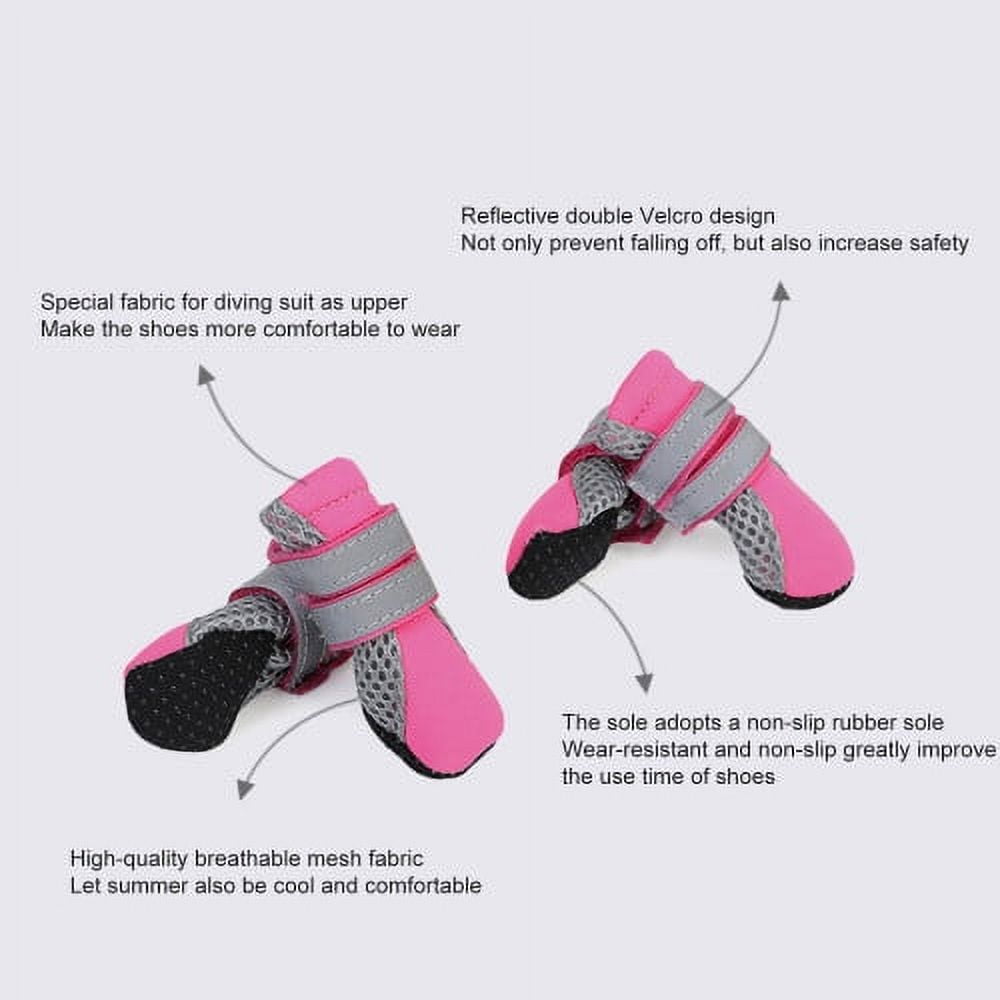 SPRING PARK Small Dog Shoes, Slip Resistant 4pcs Dog Puppy Boots Booties Pet Sneakers with Reflective Fastener Tape for Small Medium Dogs, Protect Paws Easy to Wear Daily Use M Pink