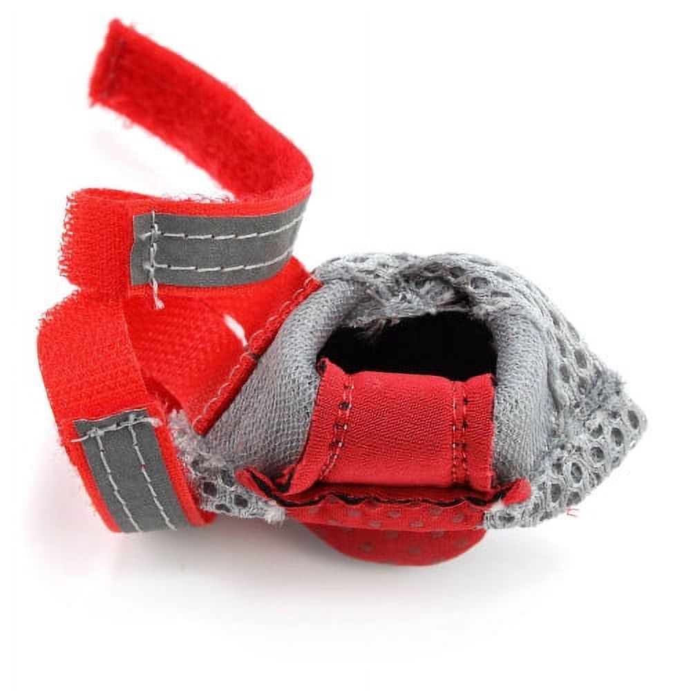 SPRING PARK Small Dog Shoes, Slip Resistant 4pcs Dog Puppy Boots Booties Pet Sneakers with Reflective Fastener Tape for Small Medium Dogs, Protect Paws Easy to Wear Daily Use S Red