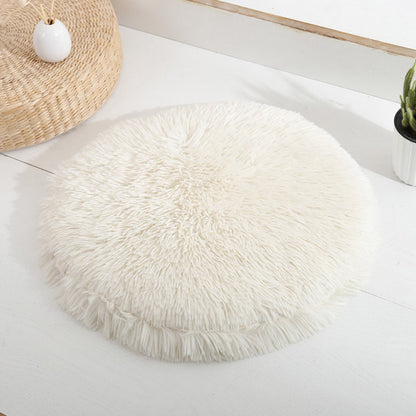 16 inch Plush Dog Bed with Anti-Slip Waterproof Bottom - White