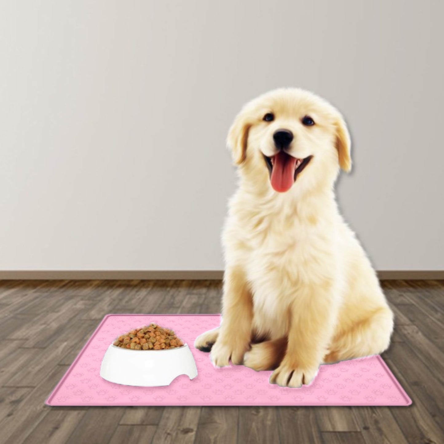 Darzheoy Dog Food Mat, Waterproof Dog Bowl Mat, Silicone Dog Mat for Food and Water, Pet Food Mat with Edges, Nonslip Dog Feeding Mat, Dog Food Mats for Floors Pink