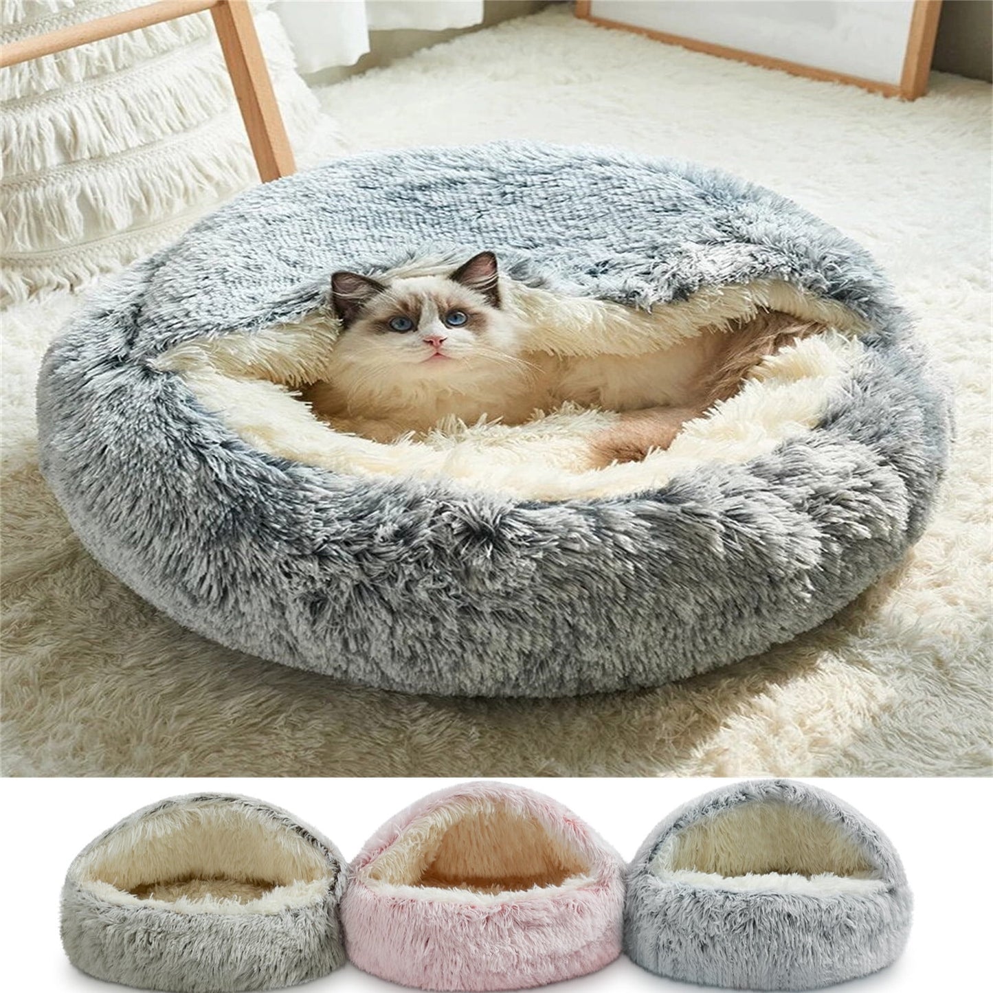 Calming Pet Beds, Anti-Anxiety Dog Bed, Waterproof Bottom Washable (16"x16") Coffee
